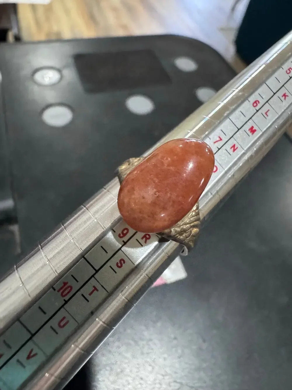 Vintage Adjustable Peach Aventurine Ring | Boho Statement Ring | Floral